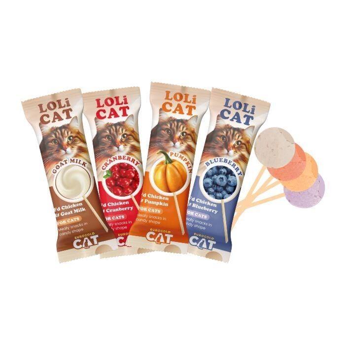 EuroCat LoliCat Karışık Lolipop Kedi Ödülü 1,5 Gr (15'li Paket) (4 Çeşit)