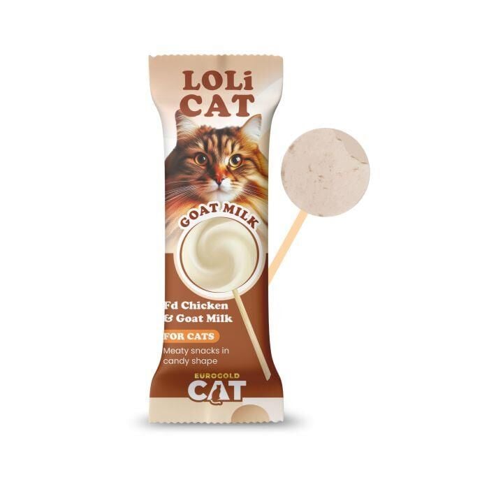 EuroCat LoliCat Tavuklu Keçi Sütlü Lolipop Kedi Ödülü 1,5 Gr (15'li Paket)