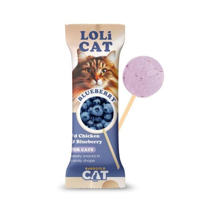 EuroCat LoliCat Tavuklu Yabanmersinli Lolipop Kedi Ödülü 1,5 Gr (15'li Paket)