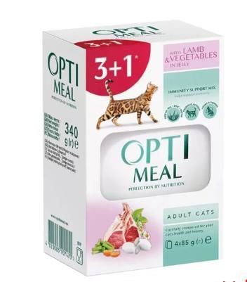 Optimeal Kuzu Etli Sebzeli Jöle Yaş Mama 85gr 3+1