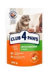 Club4Paws Premium Pouch Sos İçinde Tavuklu Yetişkin Kedi Konservesi 100gr