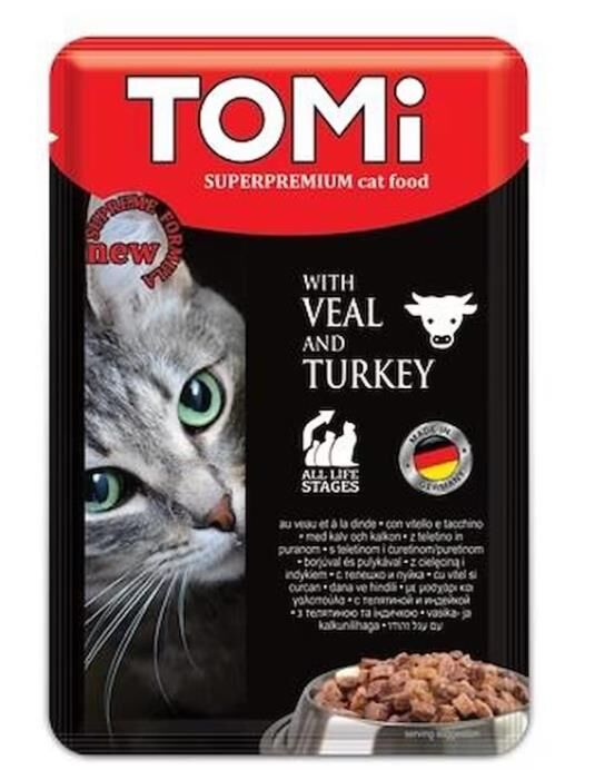 Tomi Pouch Dana Etli ve Hindili Yetişkin Kedi Konservesi 100gr