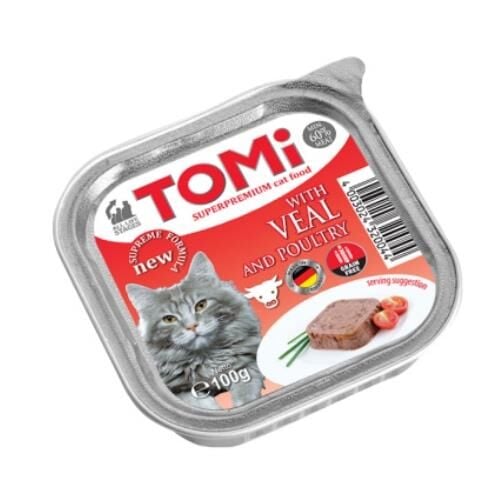 Tomi Pate Dana Etli ve Kümes Hayvanlı Yetişkin Kedi Konservesi 100gr