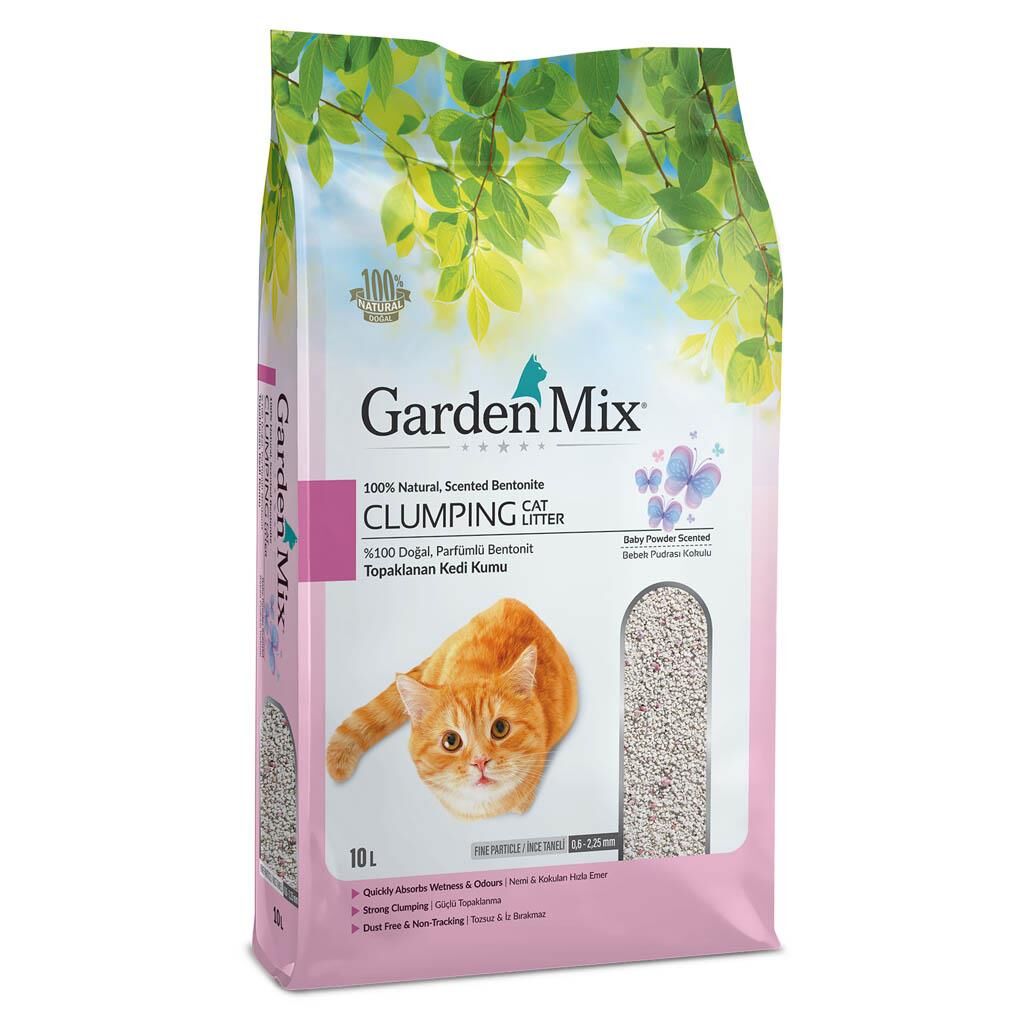 Gardenmix Bentonit Bebek Pudralı İnce Taneli Kedi Kumu 10L