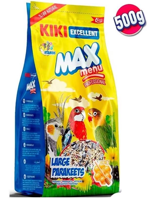 Kiki Excellent Kuş Max Menu Büyük Paraket Yemi 500 Gr