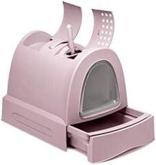 Imac Zuma Çekmeceli Kapalı Kedi Tuvaleti Pembe