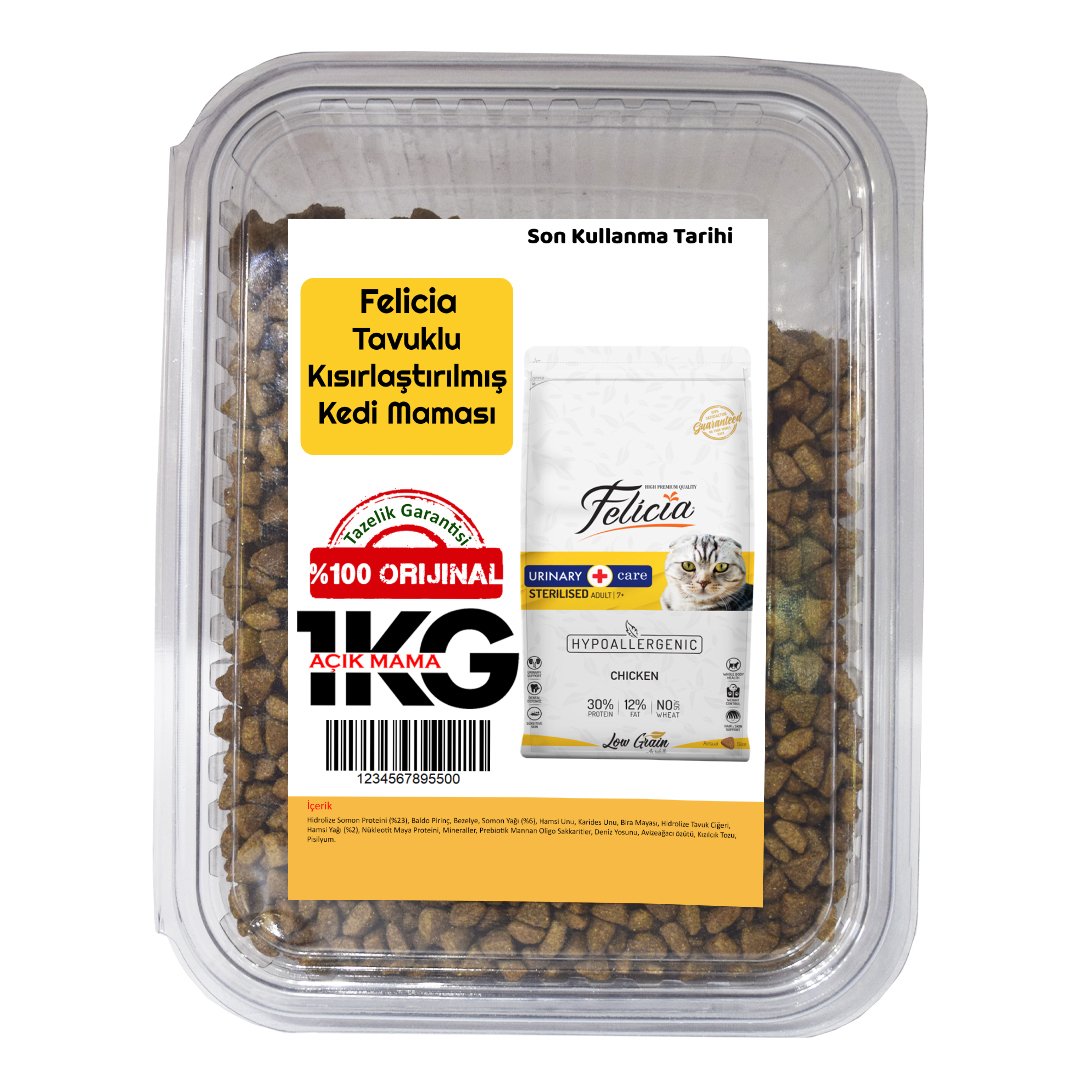 Felicia Tavuklu Kısırlaştırılmış Kedi Maması 1 Kg (AÇIK PAKET)