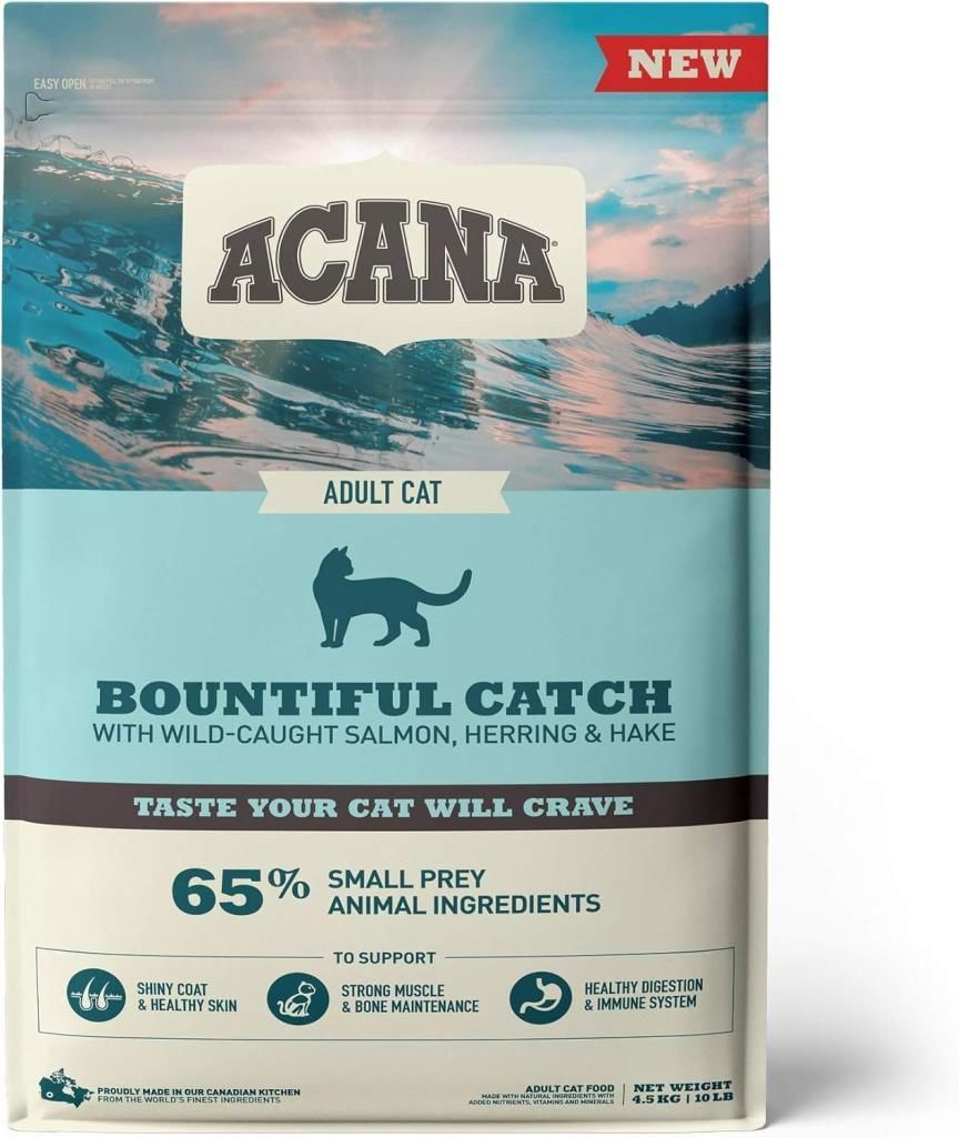 Acana Bountiful Catch Güçlü ve Sağlıklı Kemikler için Balıklı Tahılsız Yetişkin Kedi Maması 4,5 Kg