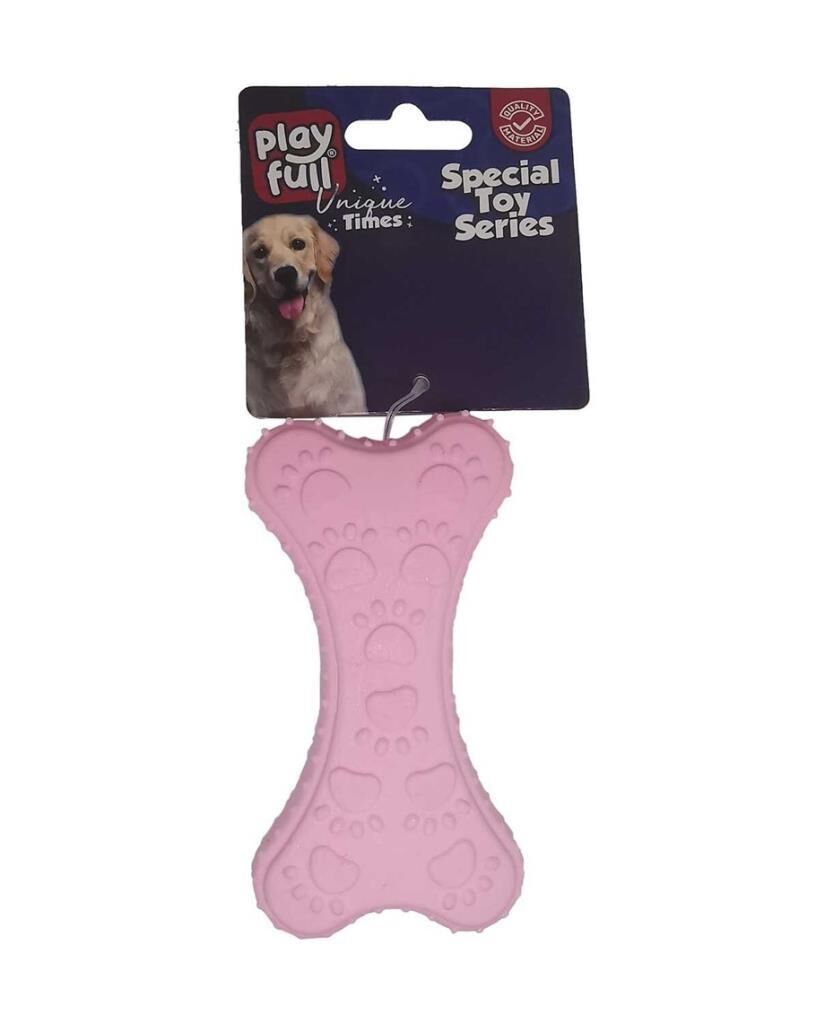 Playfull Kemik Şeklinde Tırtıklı Plastik Köpek Oyuncağı 10x5,5 Cm