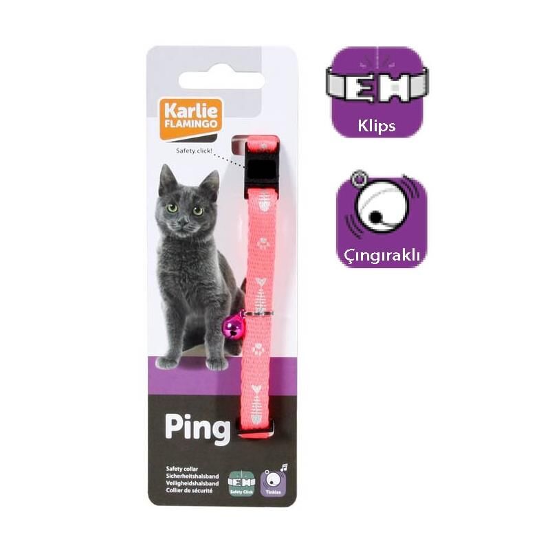 Karlie Kedi Tasması Çıngıraklı 30 cm Pembe