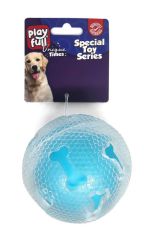 Playfull Öten Kemik Desenli Şeffaf Plastik Top Köpek Oyuncağı 7,5 Cm