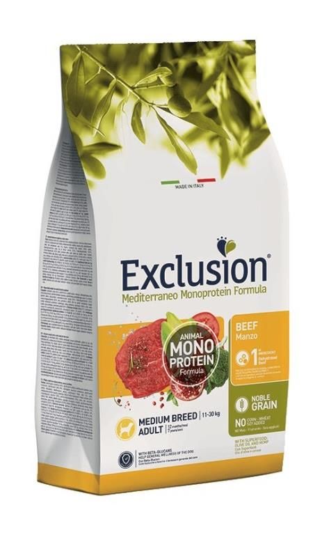 Exclusion Monoprotein Sığır Etli ve Narlı Düşük Tahıllı Orta Irk Medium Breed Yetişkin Köpek Maması 12kg