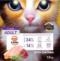 Petiva Yetişkin Kediler için Tavuk Etli Kuru Kedi Maması 1,5 Kg
