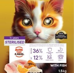 Petiva Kısırlaştırılmış Yetişkin Kediler İçin Balık Etli Kuru Kedi Maması 1,5 Kg