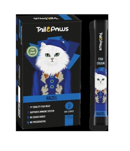Tail & Paws HAZEL Somonlu Şekersiz Sıvı Kedi Ödül Maması 15gr (5'li)