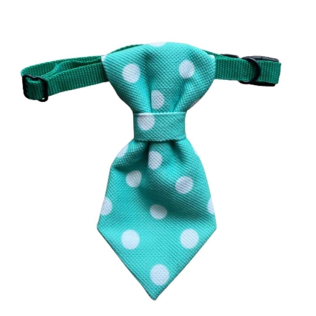 Minik Paw Kartela Yeşil Beyaz Noktalı Kravat