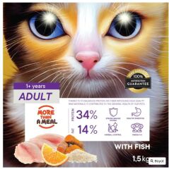Petiva Yetişkin Kediler İçin Balık Etli Kuru Kedi Maması 1,5 Kg