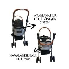 Tommy Evcil Hayvan Arabasi 76,5x48x99 Cm Gri Max 15 Kg