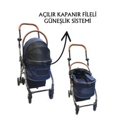 Tommy Evcil Hayvan Arabasi 76,5x48x99 Cm Lacivert Max 15 Kg