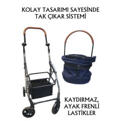 Tommy Evcil Hayvan Arabasi 76,5x48x99 Cm Lacivert Max 15 Kg