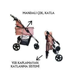 Tommy Evcil Hayvan Arabasi 86x46x94.5 Cm Pembe Max 15 Kg