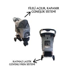 Tommy Evcil Hayvan Arabasi 87x50x107 Cm Gri Max 20 Kg