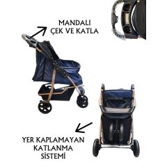 Tommy Evcil Hayvan Arabasi 87x50x107 Cm Lacivert Mx 20 Kg