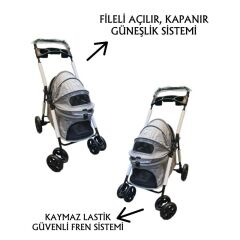 Tommy Evcil Hayvan Arabasi 74,5x46,5x97,5 Cm Gri Max 15 Kg