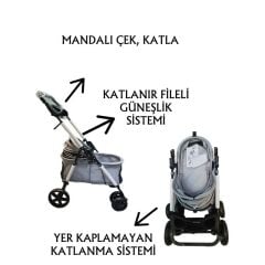 Tommy Evcil Hayvan Arabasi 74,5x46,5x97,5 Cm Gri Max 15 Kg