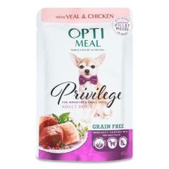 Optimeal Tahılsız Soslu Dana & Tavuk Küçük Irk Yetişkin Köpek Maması 85 G