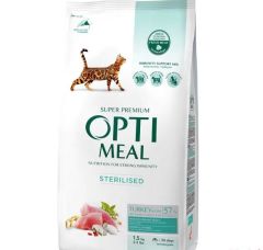 Optimeal Hindili-Yulaflı Kısırlaştırılmış Kedi Maması 1,5 Kg