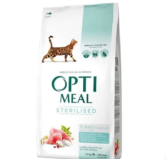 Optimeal Hindi Etli ve Yulaflı Kısırlaştırılmış Kedi Maması 10kg