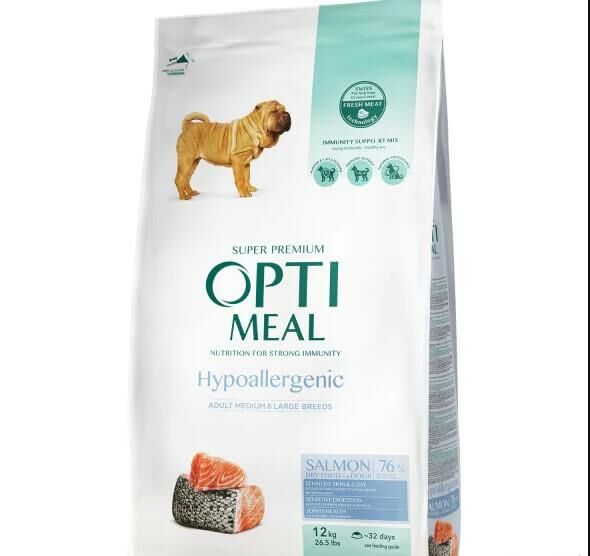 Optimeal Hypoallergenic Somonlu Orta ve Büyük Irk Yetişkin Köpek Maması 4 Kg