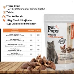 Pet Pops Freeze-Dried Tavuk Yüreği Kedi Ödülü 40 Gr