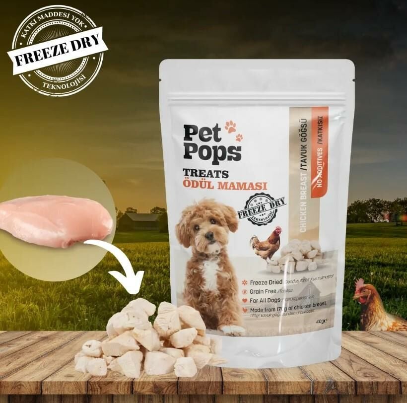 Pet Pops Freeze-Dried Tavuk Göğsü Köpek Ödülü 40 Gr
