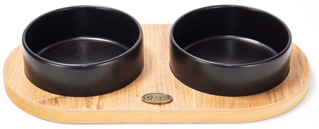 Petvoda Ozark 2'li Oval Seramik Mama ve Su Kabı Seti Siyah