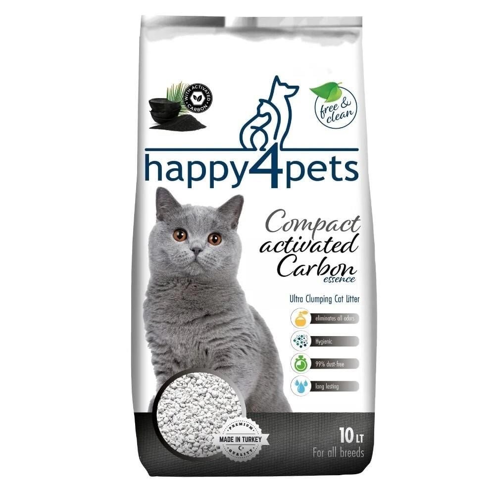 Happy4Pets Aktif Karbonlu Ince Taneli Kedi Kumu 10lt