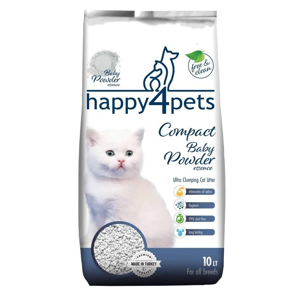 Happy4Pets Bebek Pudrali Bentonit Ince Taneli Kedi Kumu 10lt