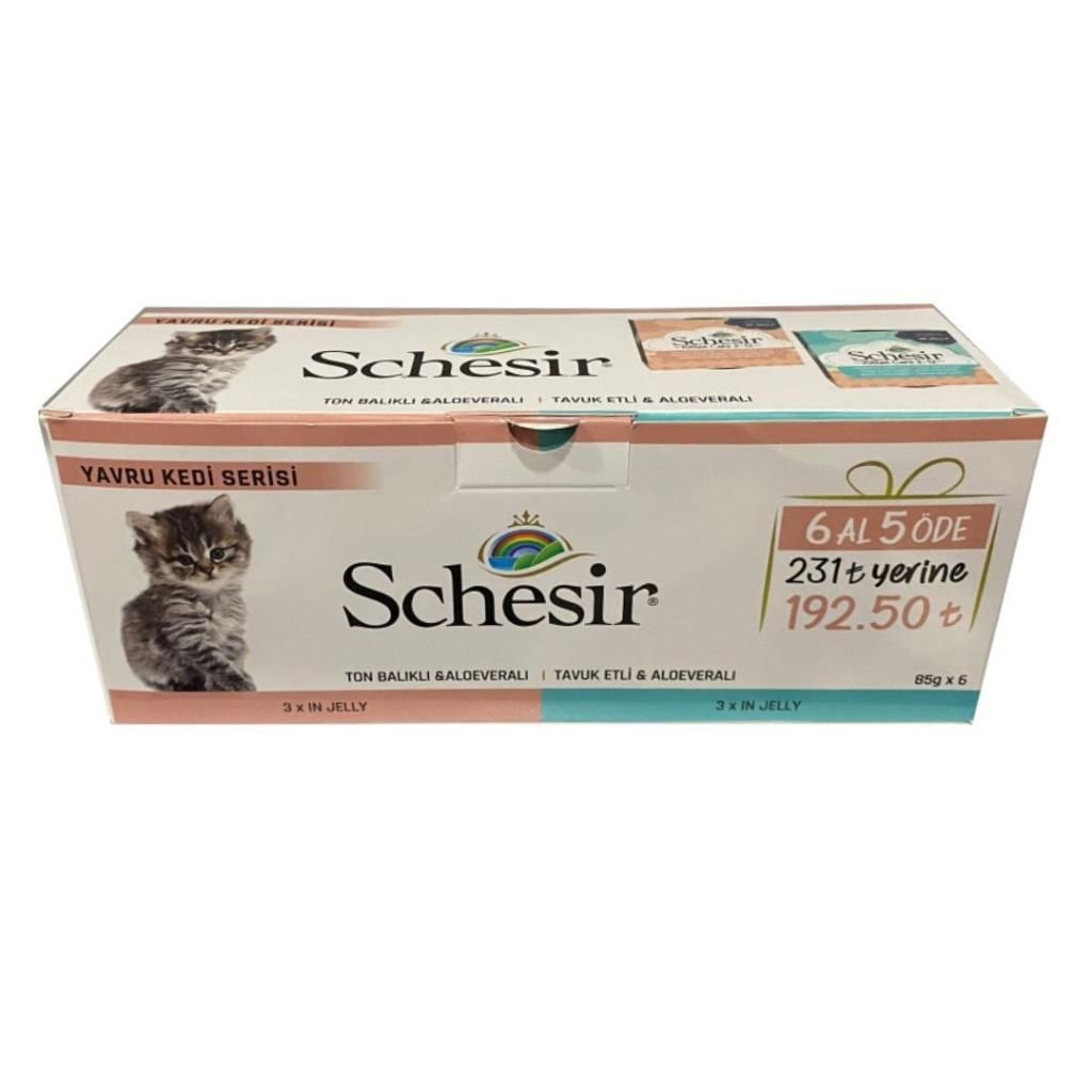 Schesir Yavru Kedi Serisi Ton Balıklı ve Tavuk Etli 85 Gr x 6 Adet (6 AL 5 ÖDE)