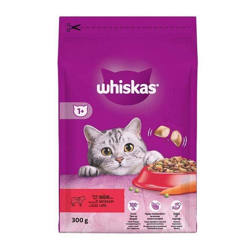 Whiskas Sığır Etli ve Havuçlu Yetişkin Kedi Maması 300 Gr
