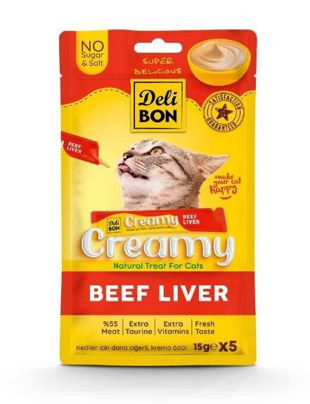 Delibon Creamy Dana Ciğerli Kedi Ödül Maması 15 gr 5li