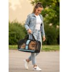 Migno Flybag Safir Fileli Model Kedi Köpek Taşıma - Düz Mavi - Görsel 5